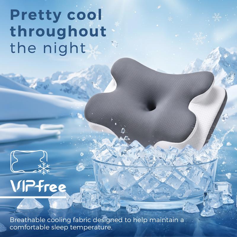 Cooling gel-infused cover keeps the pillow cool throughout the night