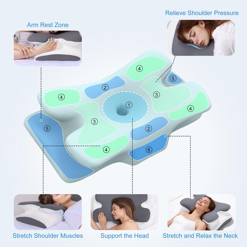 Woman sleeping with the Cooling Memory Foam Neck Pillow supporting her neck